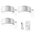 Miniatyrbillede 1 af 5: Vægmonteret trådløs billedlampe med fjernbetjening, dæmpbar, batteridrevet, justerbar 13-farvers RGB-malerilampe - Perfekt hvid【DH】 hvid white 3pcs