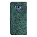 Miniatyrbillede 2 af 2: Kompatibel med Samsung Galaxy Note 9 Præget Sommerfugl Etui Med Pung Og Stativ [DM] Green