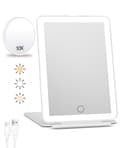 Rechargeable Travel Makeup Mirror with Lights and 10x Magnification