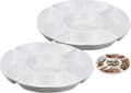2-pack Snack Plate, 5-Compartment Plastic Plate for Fruit Snacks or Candy - 25 x 3 cm, White