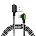 Miniatyrbillede 1 af 7: McDodo CA-4679 Vinklet Lightning kabel, LED, 2A, 3m, sort sort black