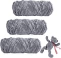 Chenillegarn, Chenillegarn til Hækling, 3 Ruller Garnnøgler til DIY Strikning og Hækling, Håndværk Lysegrå Light gray