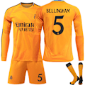 Miniatyrbild 1 av 2: 2425 Real Madrid Fotbollströja Nr 5 Bellingham 7 Vinicius Jr. Långärmad Fotbollströja Set för Vuxna och Barn Nr 5 BELLINGHAM No.5 BELLINGHAM S