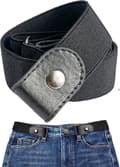 Elastisk jeanslinning, osynligt bälte utan spänne, justerbar unisex, svart