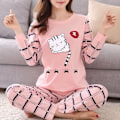 Miniatyrbild 5 av 5: Långärmad pyjamas för kvinnor, 2-delat byxset för kvinnor Rosa hjärtset pink heart pink heart M