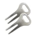 Golfgaffel med flasköppnare i metall, 2-pack för golfbana, silver 8 x 4 cm Silver