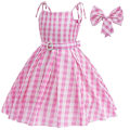 Miniatyrbillede 1 af 6: Rosa Kjole, Barbie Tøj Til Piger, Barbie Kostume Kjole Outfit Til Børn Rosa Fest Film Cosplay Halloween Kostume Med - Perfekt Kjole Dress 100cm