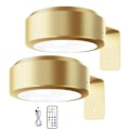 Miniatyrbillede 1 af 5: Vægmonteret trådløs billedlampe med fjernbetjening, dæmpbar, batteridrevet, justerbar 13-farvers RGB-malerilampe - Perfekt gylden【DH】 golden golden 2pcs