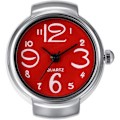 Pikkukuva 1 / 4: Sormuskello Creative Elastic Round Quartz Sormuskellot, Ystävänpäiväksi unisex red