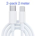 kompatibel 2-pakning lader for iPhone - USB-C - kabel / ledning - 20W - 2m - hurtiglader hvit