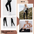 Miniatyrbild 5 av 6: Högmidjade leggings för kvinnor - Varma byxor med magkontroll för yoga