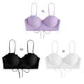 Miniatyrbilde 3 av 11: Dame Bikinitopp Push Up Swim Top Bøyle Badedrakt Topp Vattert Badedrakt kun Black Black XS