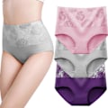 Miniatyrbillede 1 af 5: 8-pak Bomuldsundertøj Høj Talje Mavekontrol Trusser Dame Rose Jacquard Dametrusser kombiner A-3 stk. combine A-3pcs XL