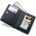 Miniatyrbilde 2 av 5: Dame Lommebok Liten Bifold Skinnlommebok Dame Mini Kort Lommebok (Svart)