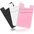 Miniatyrbild 1 av 5: Rosa, Vit, Svart 3-pack Telefonkorthållare, Dubbel Silikon Telefonplånbok Självhäftande Kreditkorthållare Telefonficka för Nästan Alla Telefoner