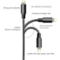 Miniatyrbillede 4 af 4: Ekstra Stærkt Ladekabel iPhone Sort