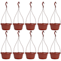 Miniatyrbild 1 av 5: 10-pack hängande självbevattnande blomkruka i plast för utomhus- och inomhusväxter - röd_QU
