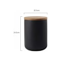 Miniatyrbilde 2 av 5: Keramisk oppbevaringskrukke med trelokk - Bærbar og lufttett - for te, sukker, kaffebønner, nøtter, te - Svart (800 ml)