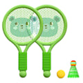 Miniatyrbilde 1 av 6: Lett Badmintonracksett for Barn – Morsom Innendørs- og Utendørsleke for Gutter og Jenter 3-7 År – Grønn Bjørnedesign Green