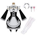 Miniatyrbild 6 av 9: Anime Re:Zero - Starting Life in Another World Ram/Rem Cosplay Kostymer Maid Outfit Halloween Kostym Maid Servant Klänning stil 6 style6 style6 M
