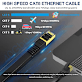 Pikkukuva 2 / 5: Cat 8 litteä Ethernet-kaapeli 10m Internet Lan-kaapeli kaapeliklipsien kanssa 40gbps 2000mhz Nopea verkkokaapeli Sstp Ethernet Cor