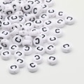 Pikkukuva 4 / 7: 50/100/200 kpl/eriä 7x4mm Valkoiset Pyöreät AZ Aakkoskirjaimet Akryyli Irtotilat Helmiä Korujen Tarvikkeille DIY Rannekoruille A