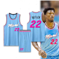 Miniatyrbild 1 av 8: Basketbollströjor Sportkläder Jimmy Butler Miami Heat Nr 22 Basketbollströjor Vuxna Barn Fotbollströjor - Perfet City Edition Blå City Edition Blue Adult L（160-165cm）