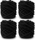 Broderigarn 4x Broderigarn til Hækling, Blødt Chunky Garn til Garnprojekter sort black