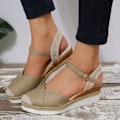 Miniatyrbilde 1 av 7: Kilesandaler for kvinner, sommersko beige 40
