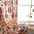 Miniatyrbillede 7 af 7: Boheme Retro Gardin Etnisk Stil Bomuld Linned Tynd Vindue Dekorativ Boho Trykt Gardin Soveværelse Klar Til At Hænges Gardiner Øje Top Grommet Top W140CMxH260CM 1PC