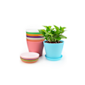 Miniatyrbillede 1 af 5: Små 10 cm plastpotter til indendørs og udendørs planter med bakker, velegnet til frøplanter, kaktusser, sukkulenter, orkidéer og urter. 8 farver.