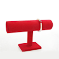 Miniatyrbilde 1 av 2: Armbåndsholder, Klokke, Fløyelsarmbånd Display Stativ, T-formet Displayholder for Smykker Armbånd Klokke Display Big red velvet fabric