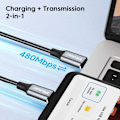 Miniatyrbillede 4 af 10: USB C Hurtigopladningskabel PD 240W SORT 2M Sort Black 2m