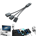 Miniatyrbild 2 av 9: USB-delare Hub för Mobil Ström, Bil, Dator USB Han till Hona Laddningskabel Datakabel Förlängningsadapter null - Vänster Böj