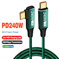Miniatyrbillede 10 af 10: USB C Hurtigopladningskabel PD 240W SORT 2M Sort Black 2m