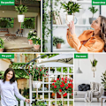 Miniatyrbillede 5 af 5: 2 stk. Simple Blomsterpottenet (105cm), Kreativ Havearbejde Grøn Hængende Plante Hængende Kurv, Vævet Model Hamptov Bomuldstov Net