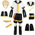 Miniatyrbild 1 av 5: Rin Cosplay Len Cosplay Kostym Miku Cosplay Klänning Uniform Halloween Party Uniform Full Set XL