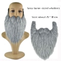 Miniatyrbillede 8 af 10: 2 STK Fake Skæg Langt Fluffy Skæg GRÅD Gray