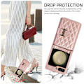 Miniatyrbillede 3 af 5: Crossbody pung-etui til Samsung Galaxy Z Flip 5 med kortholder og stativ, stødabsorberende og hudlignende blødt læderetui til kvinder Rose Gold Rose Gold For Galaxy Z Flip 5