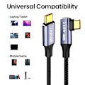 Miniatyrbillede 3 af 10: USB C Hurtigopladningskabel PD 240W SORT 2M Sort Black 2m