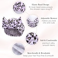 Miniatyrbilde 3 av 5: Dusjhette for kvinner - Vanntett gjenbrukbar dusjhette Justerbar knute Badehetter med elastisk bånd for damer Jenter Bad Spa (Rosa leopard)