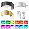 Miniatyrbillede 2 af 5: Vægmonteret trådløs billedlampe med fjernbetjening, dæmpbar, batteridrevet, justerbar 13-farvers RGB-malerilampe - Perfekt gylden【DH】 golden golden 3pcs
