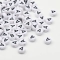 Pikkukuva 7 / 7: 50/100/200 kpl/eriä 7x4mm Valkoiset Pyöreät AZ Aakkoskirjaimet Akryyli Irtotilat Helmiä Korujen Tarvikkeille DIY Rannekoruille J