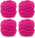 Strikkegarn 4x Strikkegarn til Hækling, Blødt Chunky Garn til Garnprojekter rosenrød rose red