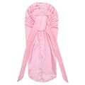 Lång flätad satinmössa för kvinnor, silkesmössa för sömn, sovmössa, ljusrosa light pink