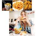 Miniatyrbilde 6 av 6: 4 x Rustfrie pommes frites-kurver for servering med håndtak, nettfransk pommes frites-friteringskurv for reker løkringer
