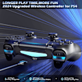 Miniatyrbillede 2 af 5: Trådløse Controllere 2-pak til PS4/Slim/Pro, Controllere til PlayStation 4 med Dobbelt Vibration/3,5 mm Lyd/Opladningsport og 2 stk. Kabler sort black