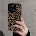 Miniatyrbillede 5 af 6: Kompatibel iPhone 13 etui med sødt trendy brunt leopardmønstret læder simpelt etui