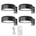 Miniatyrbillede 1 af 5: Vægmonteret trådløs billedlampe med fjernbetjening, dæmpbar, batteridrevet, justerbar 13-farvers RGB-malerilampe - Perfekt sort【DH】 black black 4pcs