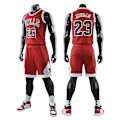 Miniatyrbilde 1 av 3: Chicago Bulls Jordan Jersey Nr. 23 Basketballdraktsett for Voksne - Perfekt RedXXL (170-175cm)